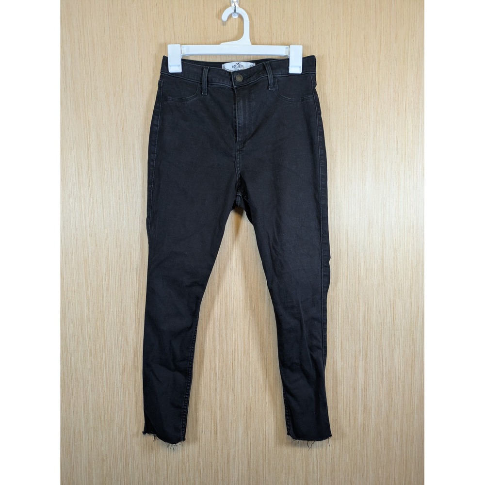 Hollister Curvy High-Rise Jean Legging Black Skinny Raw Hem Womens 9S W29 L26